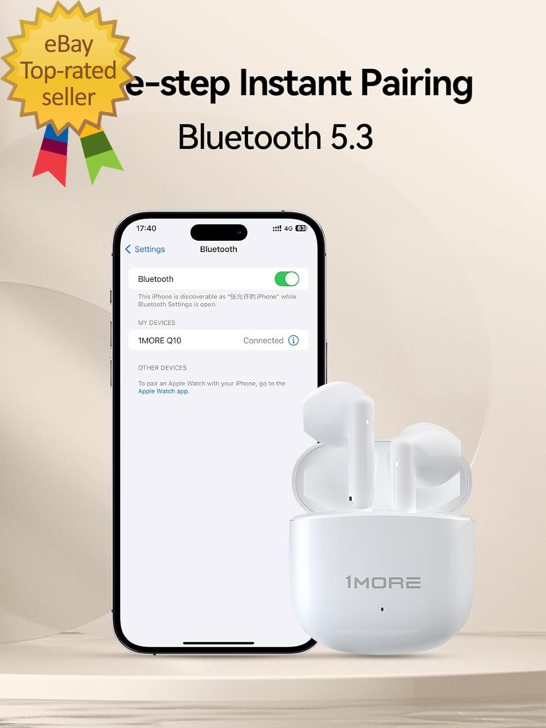 Q10 Wireless Earbuds (White) 32 Ohms 5.28 x 2.99 x 1.14 inches