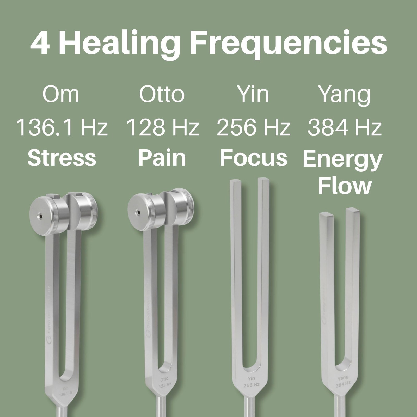 Resonance Tuning Fork for Healing Set – 128Hz, 136.1Hz, 256Hz, Multicolor