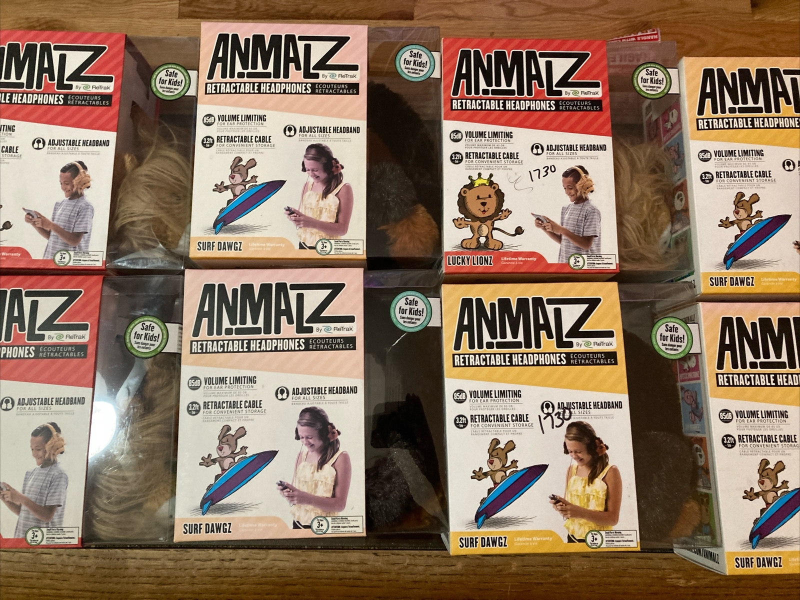 Children’s Headphones Retractable Volume-Limiting ANMALZ * LOT OF 12 BRAND NEW*