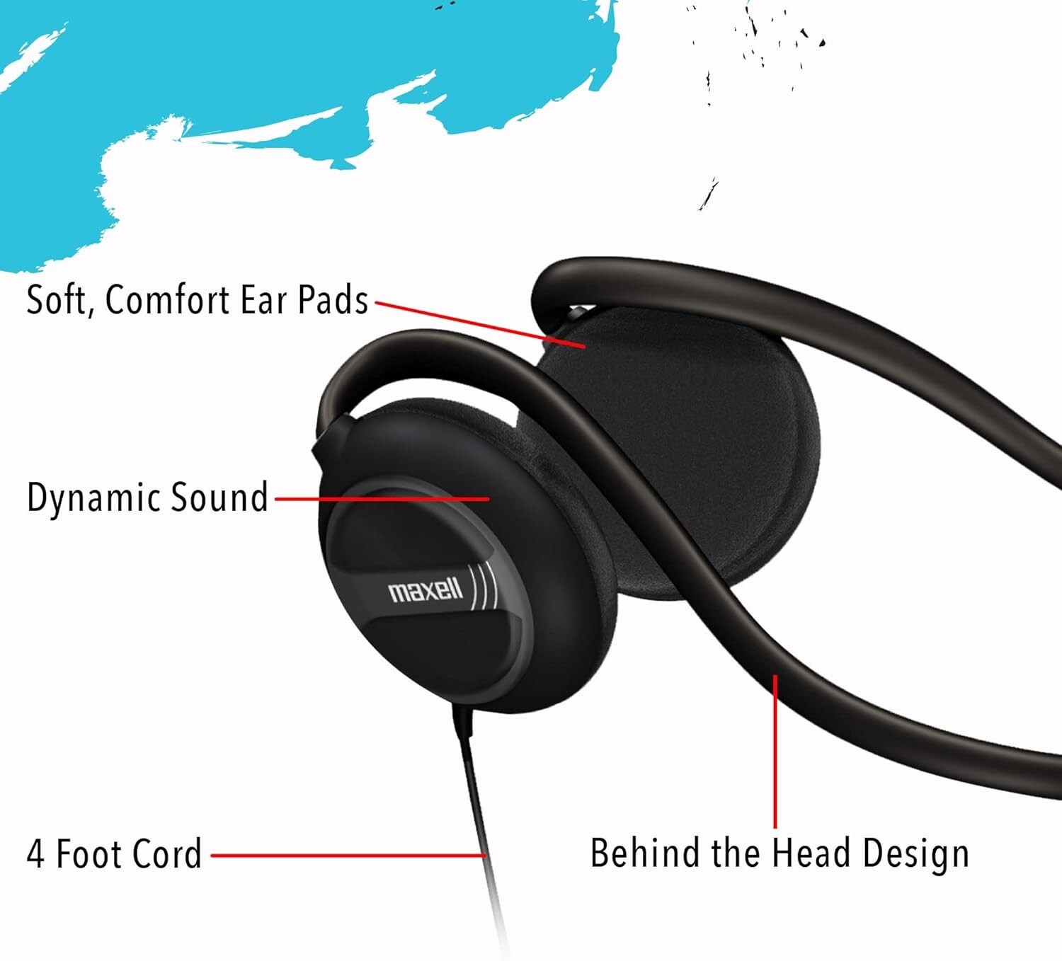 Maxell Stereo Neckband Headphones, Black
