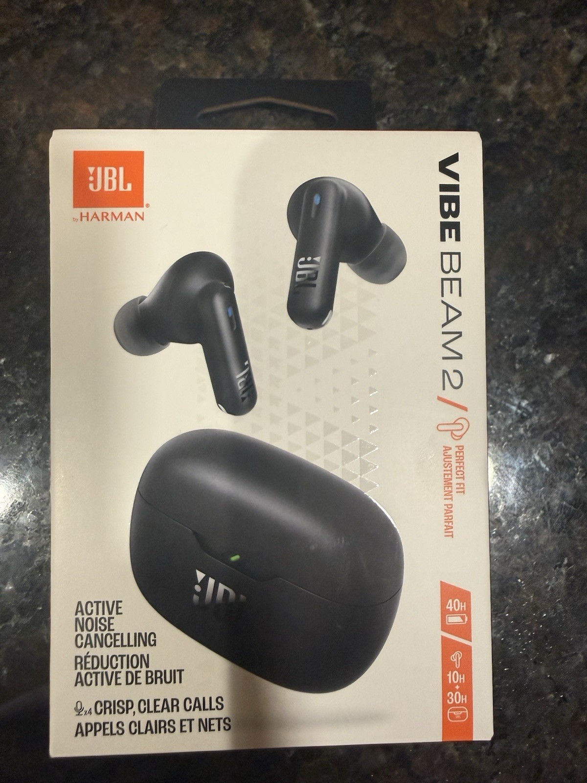JBL Vibe Beam 2 Wireless Active Noise Cancelling Earbuds Black, NEW IN BOX