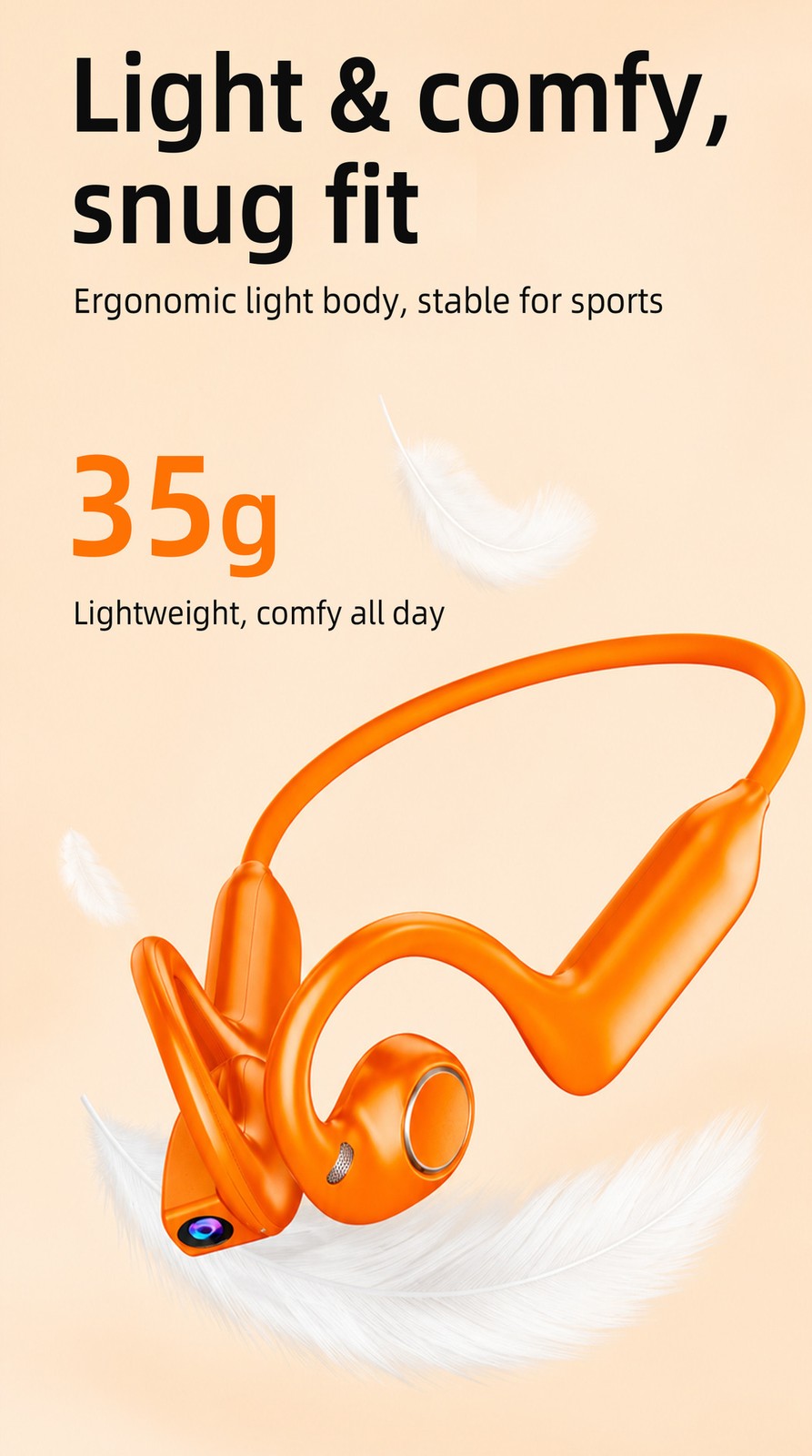 On Ear HeadphonesSports Earbuds 800MP Camera AI Voice Translate Video Recording