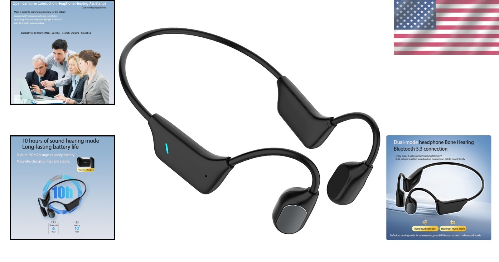 Bone Conduction Hearing Impaired Headsets, Wireless Hearing Assist Headphones…