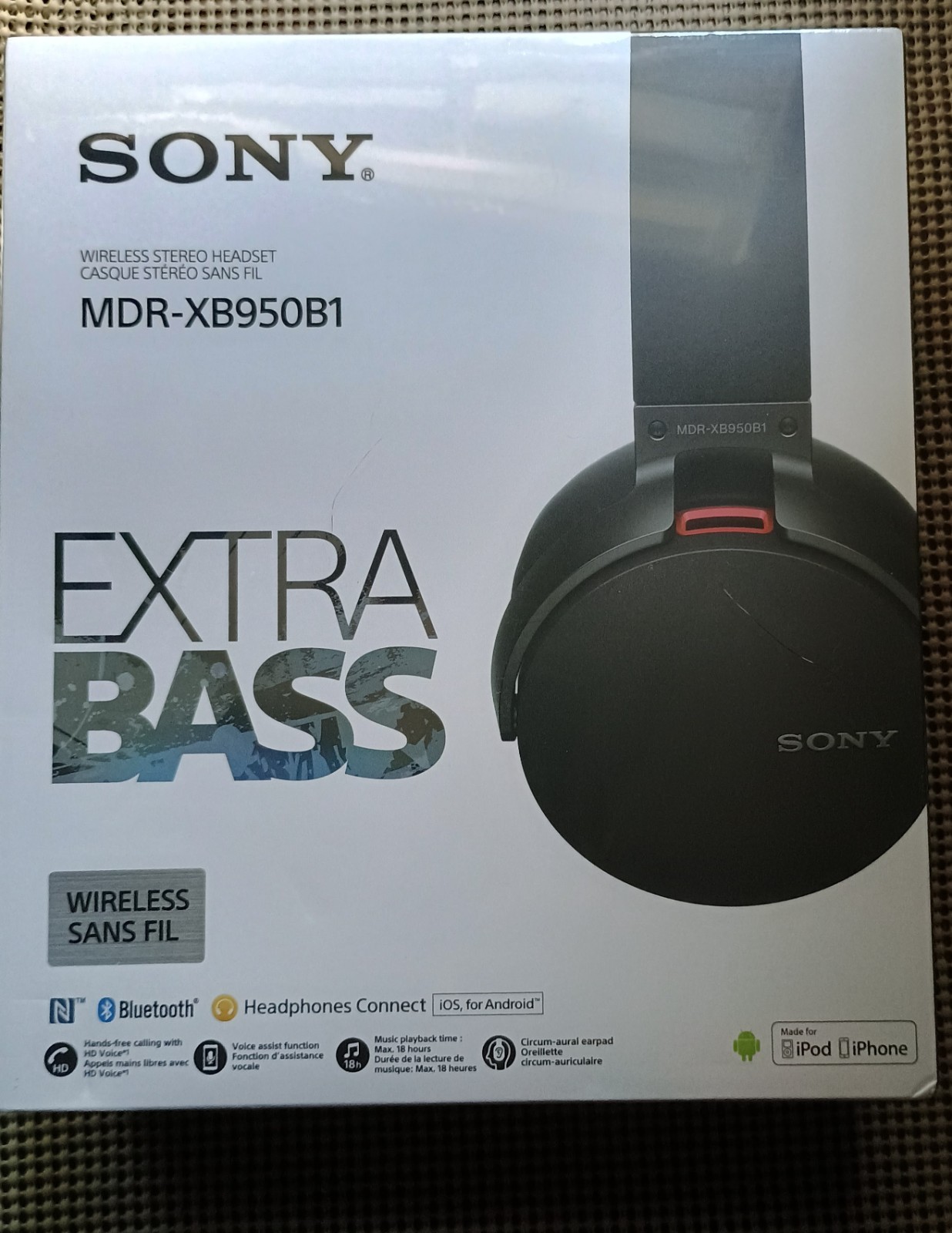 Sony MDR-XB950B1 Extra Bass Wireless Over-Ear Headphones – Black New Sealed