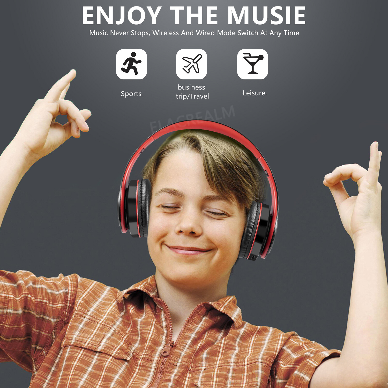 Bluetooth Headphones Over Ear Built-in Mic and Wired Mode for PC/Cell Phones/TV