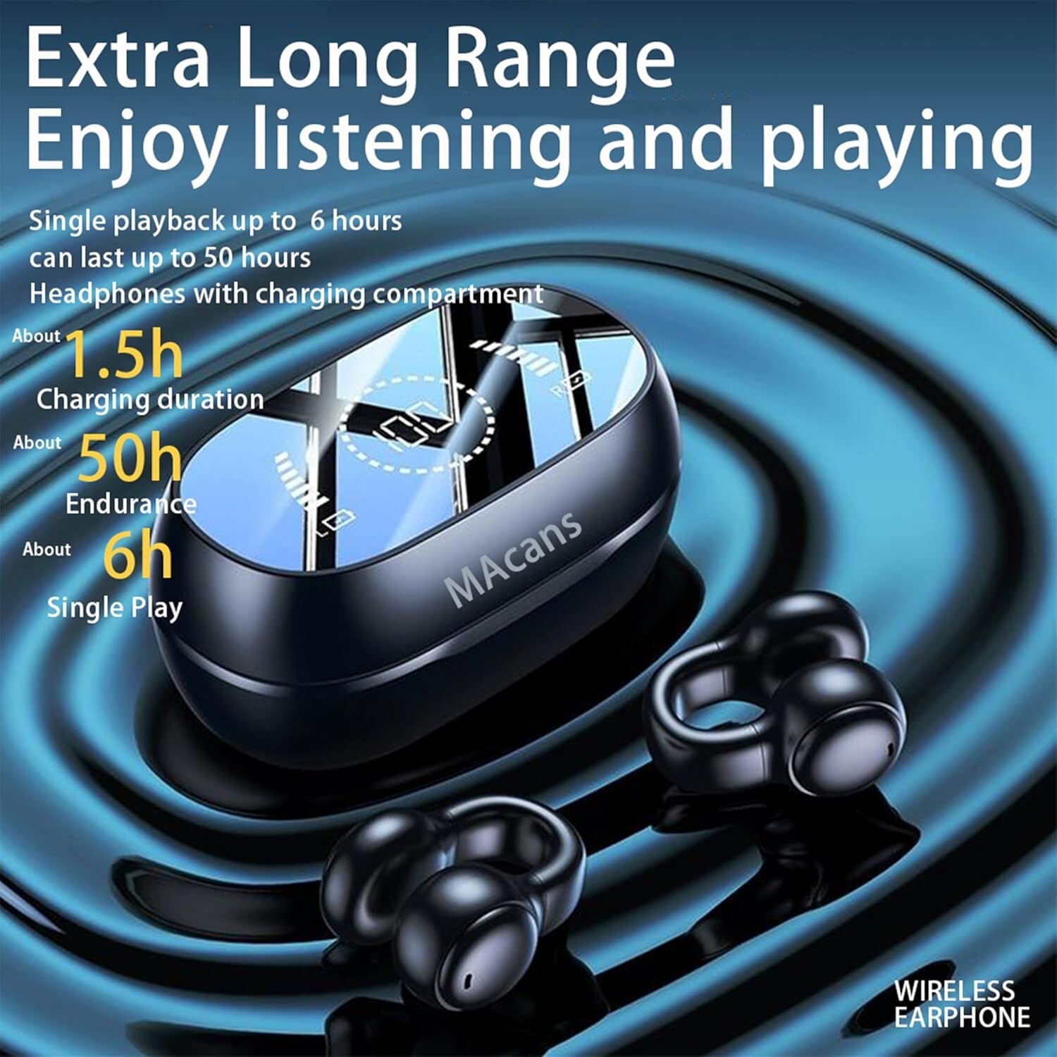 M47 Wireless Earbuds Ear Clips Bluetooth Sport Buds With Charging Case 5.3