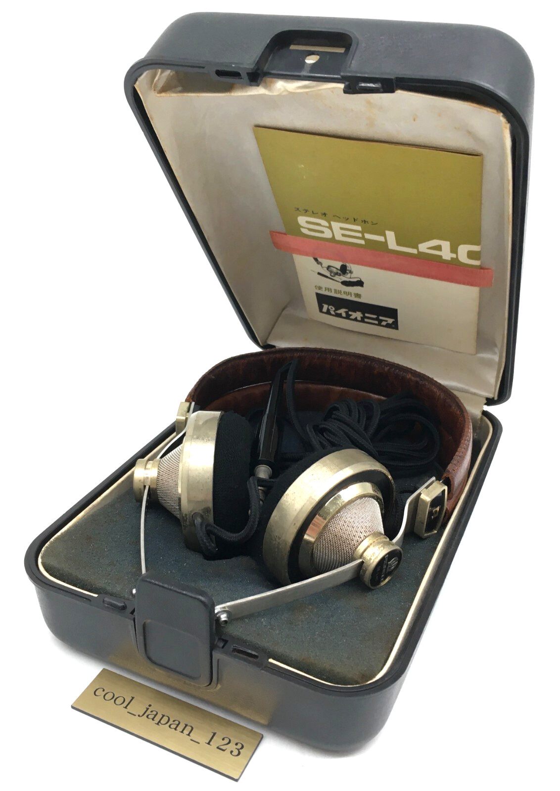 Pioneer SE-L40 Vintage Stereo Headphones Brass & Leather Tested With Case