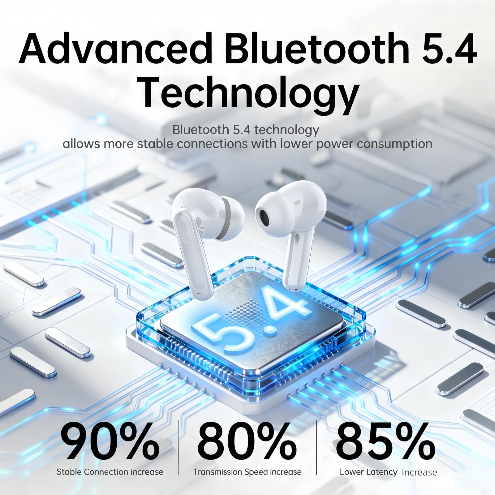 Wireless Noise Cancelling Earbuds, 6 Mics Clear Call, Hi-Res Audio, 40H Battery,