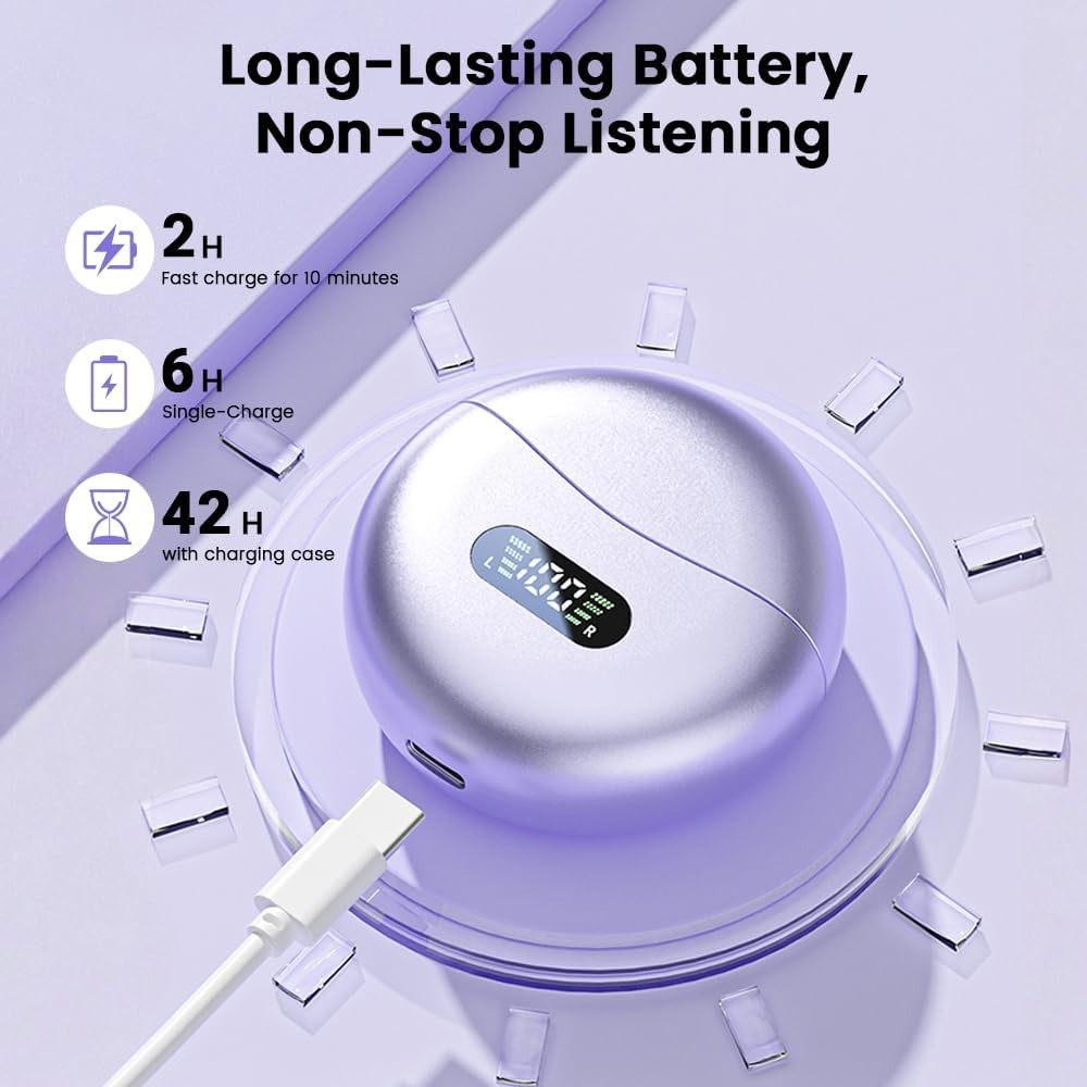 Clip on Earbuds,Open Ear Earbuds Wireless Bluetooth 5.4, Lightweight Open Ear…