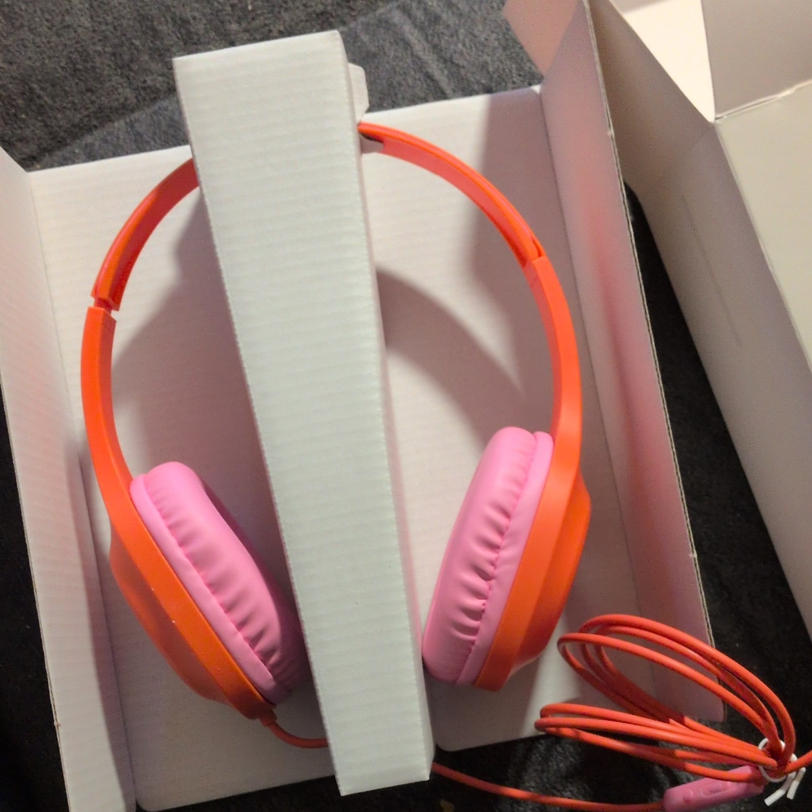 heyday Wired 3.5mm On-Ear Headband Headphones In-Line Control Orange/Pink