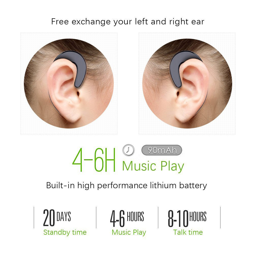 V4.2 Bluetooth Earphones Wireless Headset Non Ear Plug Painless Instead of Bone