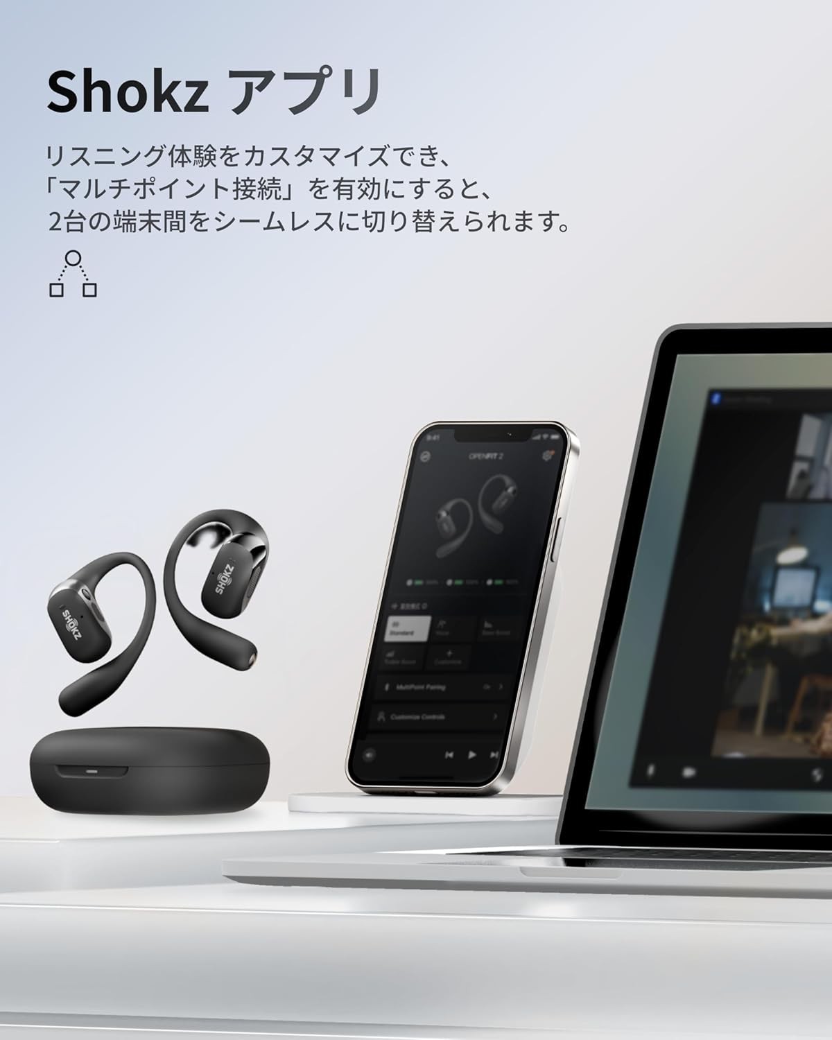 Shokz OpenFit 2+ Open-Ear Bluetooth Wireless Earphones Black New