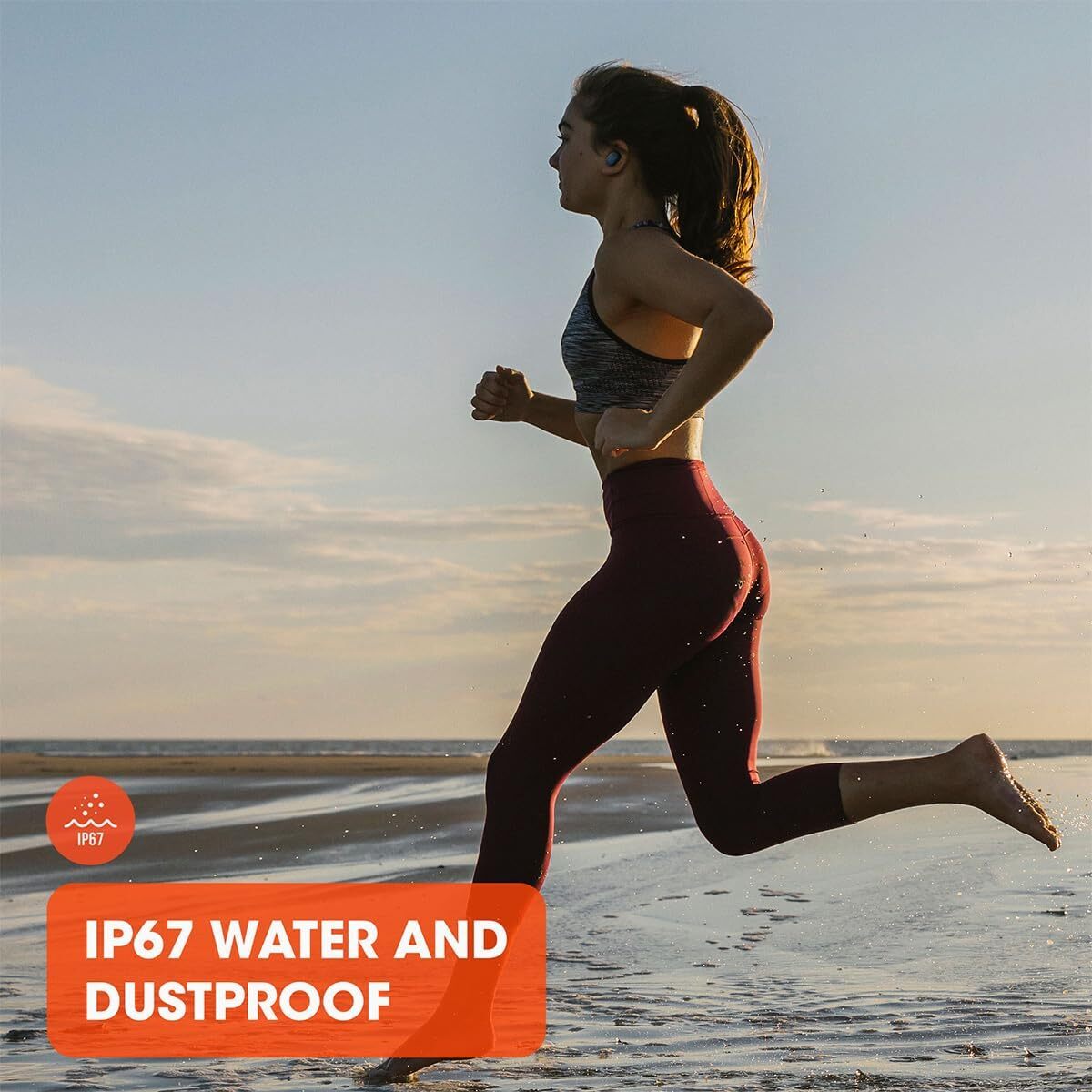 Waterproof True Wireless Active Sport Earbuds Pure Bass Sound 30 hr Battery Life