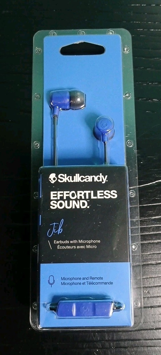 Skullcandy Jib Effortless Sound wired Earbuds w/ Microphone S2DUYK-M712 Blue