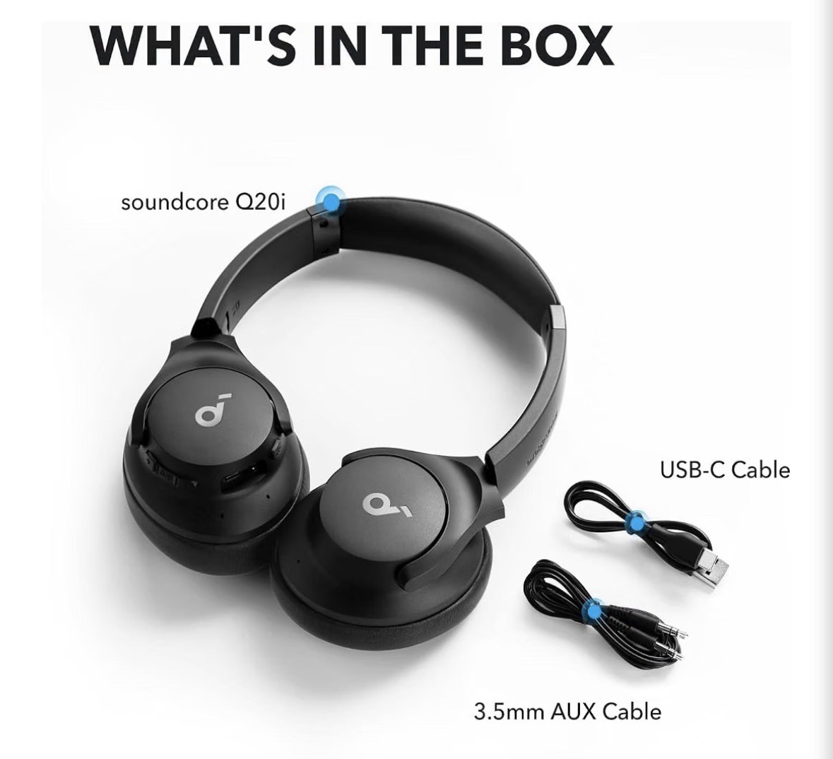Soundcore Q20i Over Ear Hybrid Active Noise Cancelling Headphones Black Or White