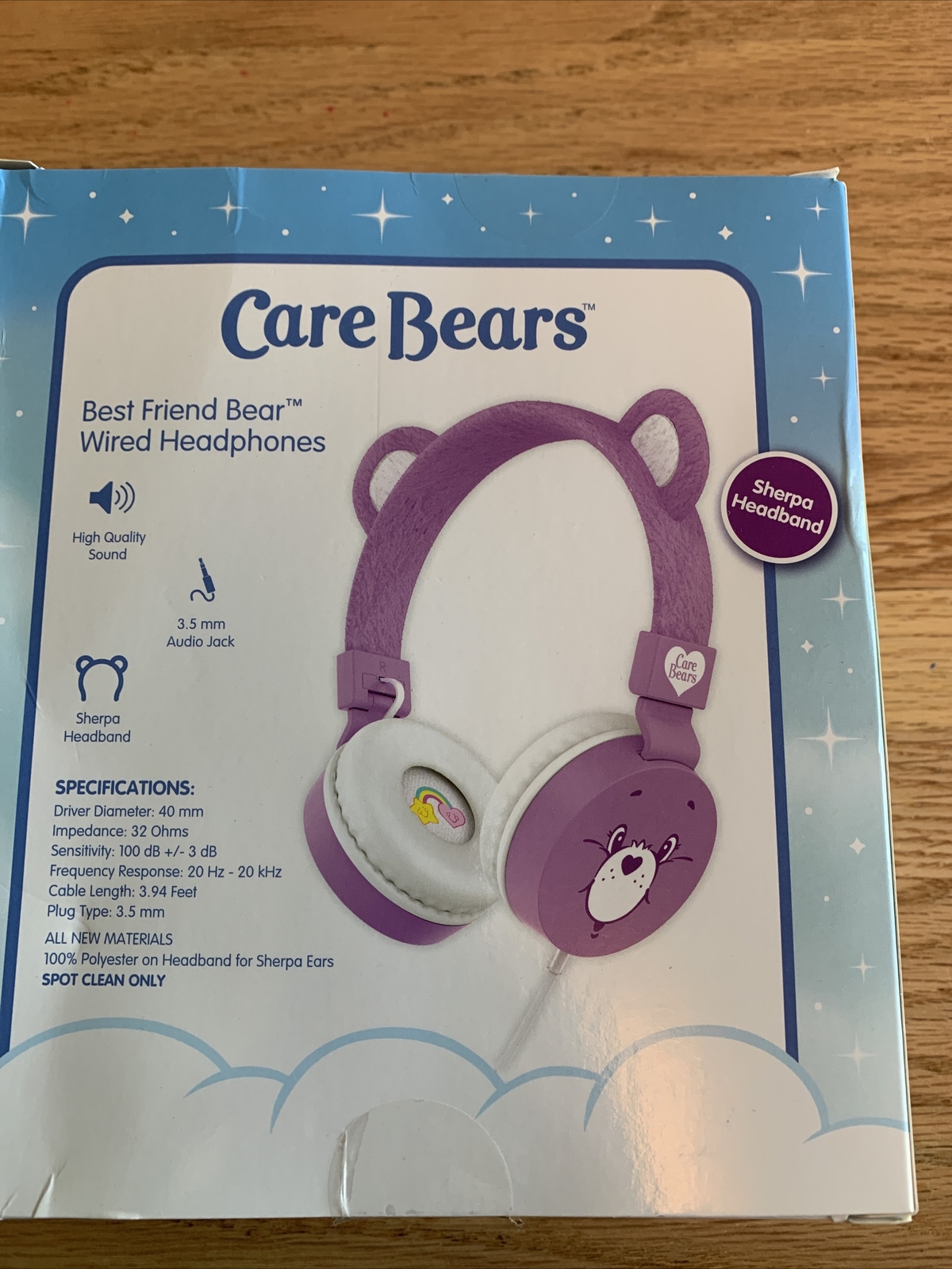 Care Bears BEST FRIEND BEAR Wired Headphones w/Sherpa Headband (2023, Cloudco)