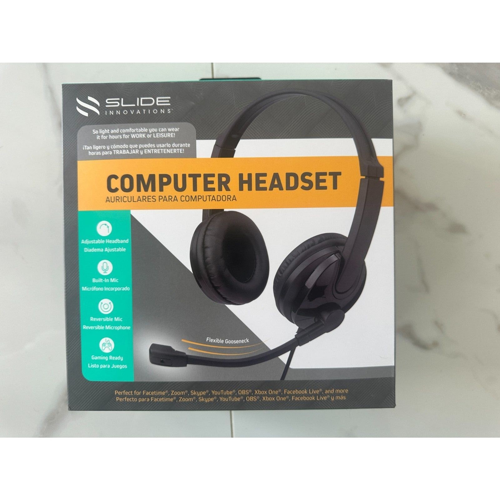 Computer headset with built in mic. By Slide Innovations.