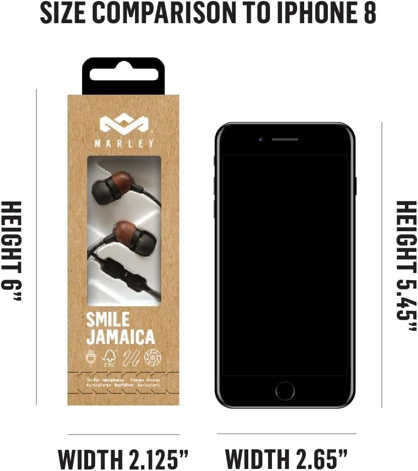 House of Marley Smile Jamaica Wired Earbuds w/ Mic Noise Isolating Brass