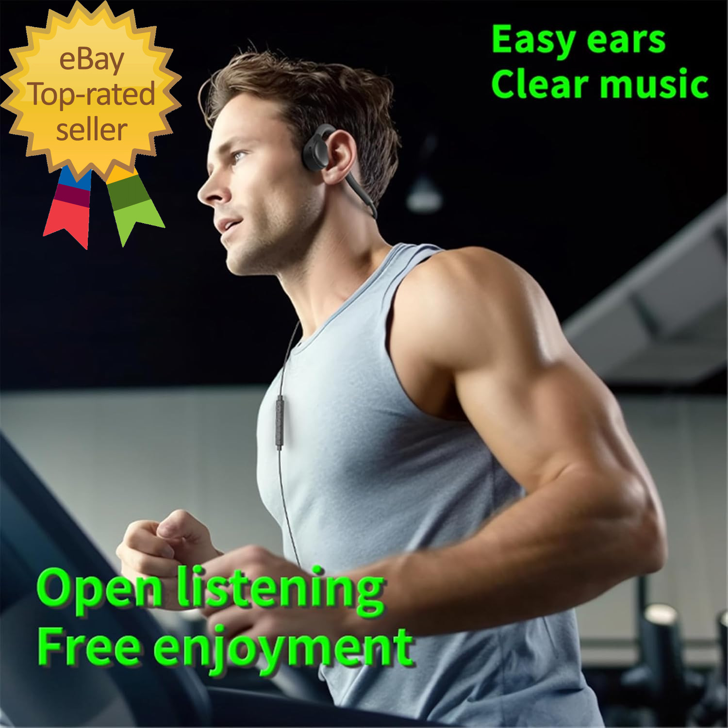 Air Conduction Open Ear Headphones 3.5Mm Wired Headphones & Built-In Microphone