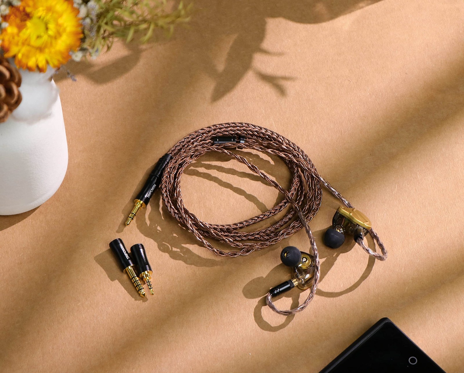 Tripowin Amber 32AWG OFC Oxygen Free Cable HiFi IEM Cable with Interchangeabl…