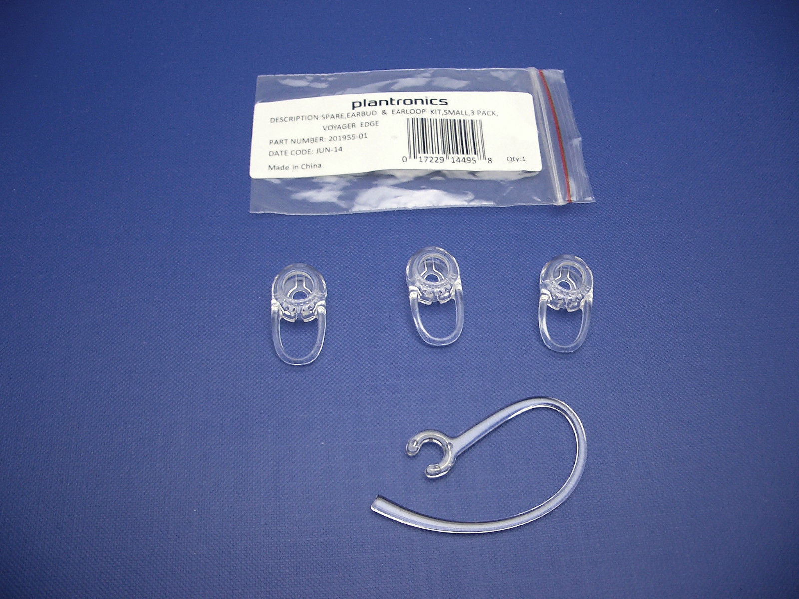 Plantronics Voyager Edge Clear Earbud Ear Tip Kit SMALL 3 Pack + 1 Ear Hook Loop