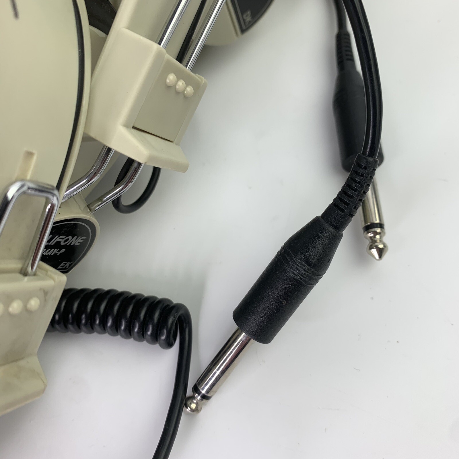 6 x Califone 2924AV-P Beige Mono Headphones 6’ coiled cord and 1/4″ Plug
