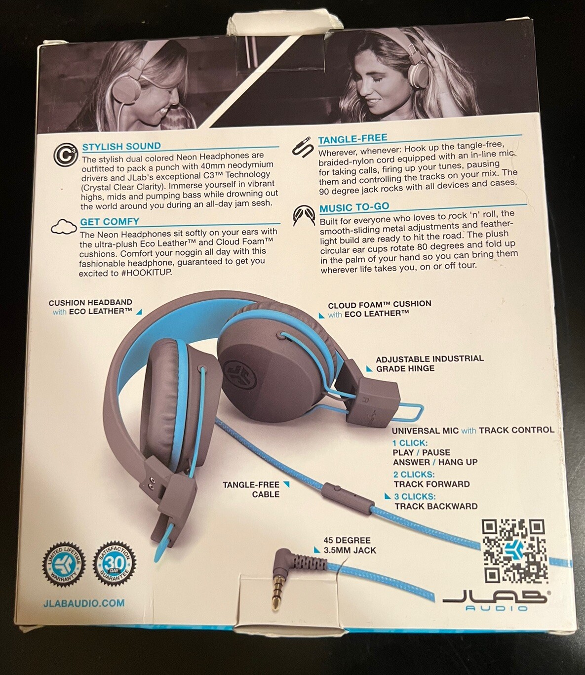 New JLab Audio Neon On-Ear Wired Headphones – Gray/Blue