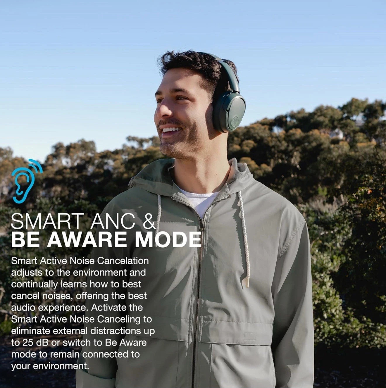 JLab JBuds Lux Wireless Headphone Hybrid Active Noise Cancelling Sage