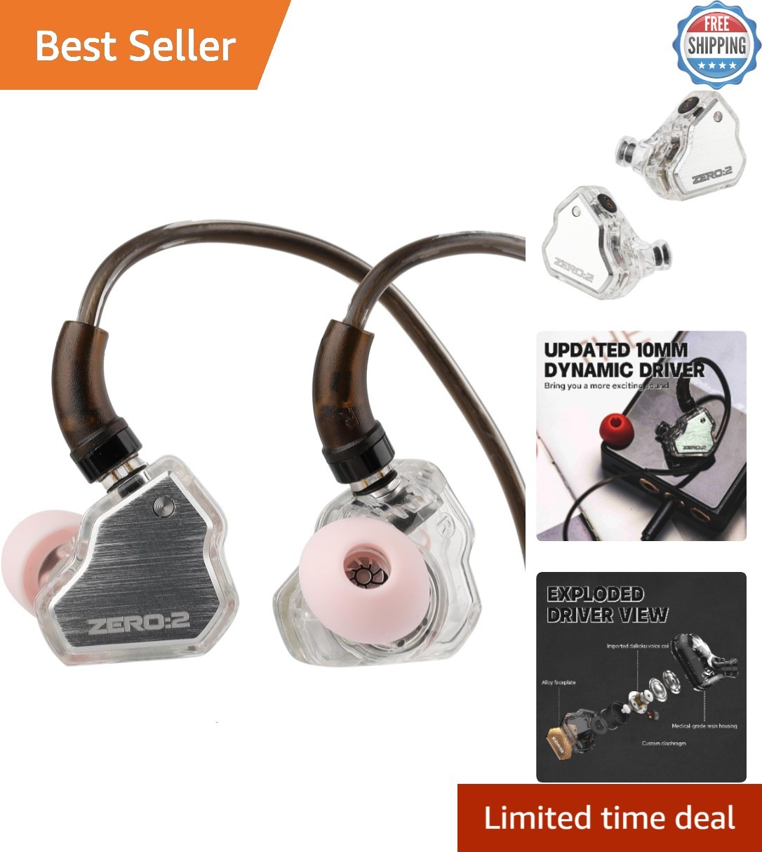 Updated 7Hz Zero:2 Wired Earbuds – 10mm Dynamic Driver & Sound Isolation Tech