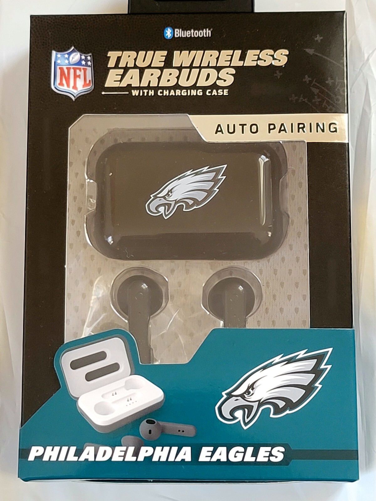 PHILADELPHIA EAGLES NFL WIRELESS BLUETOOTH EARBUDS WITH CHARGING CASE