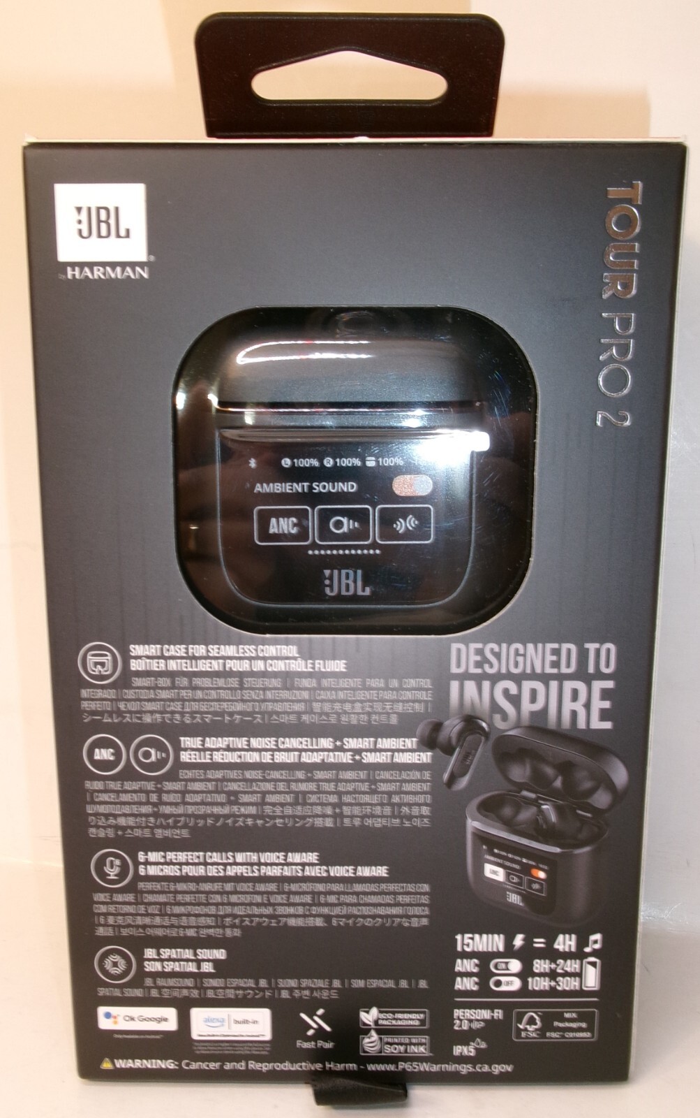 BRAND NEW BLACK JBL TOUR PRO 2 True Wireless Bluetooth Noise-cancelling Earbuds