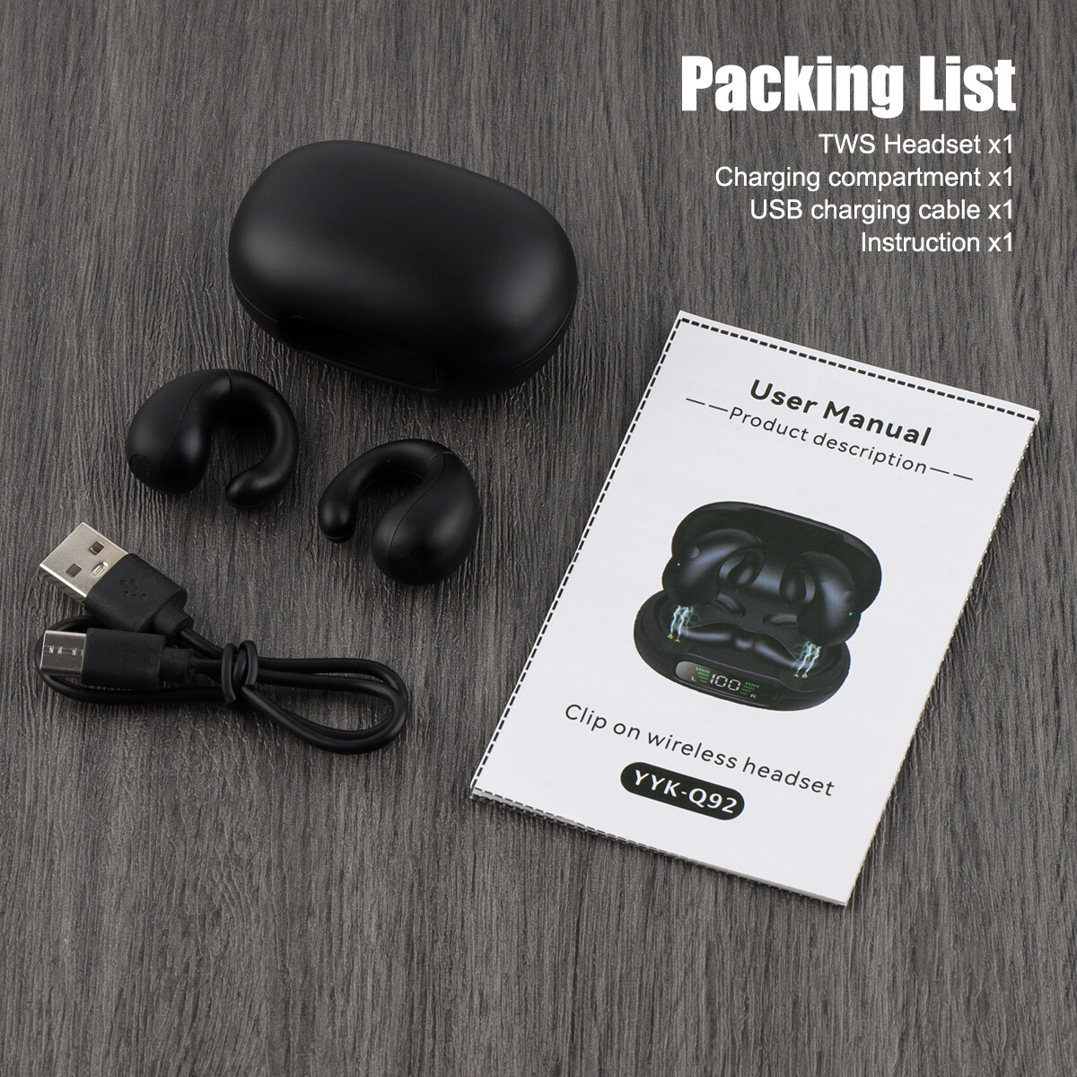 2023! Bluetooth v5.3 Wireless Earbuds Ear Clip Headphones Sport Open-Ear Headset