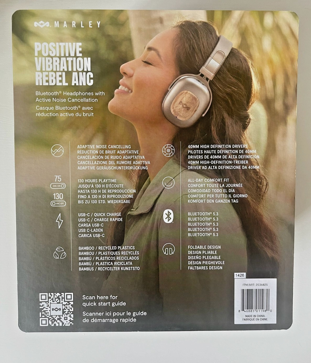 House of Marley Positive Vibration Rebel ANC Headphones New in Box BT 5.4