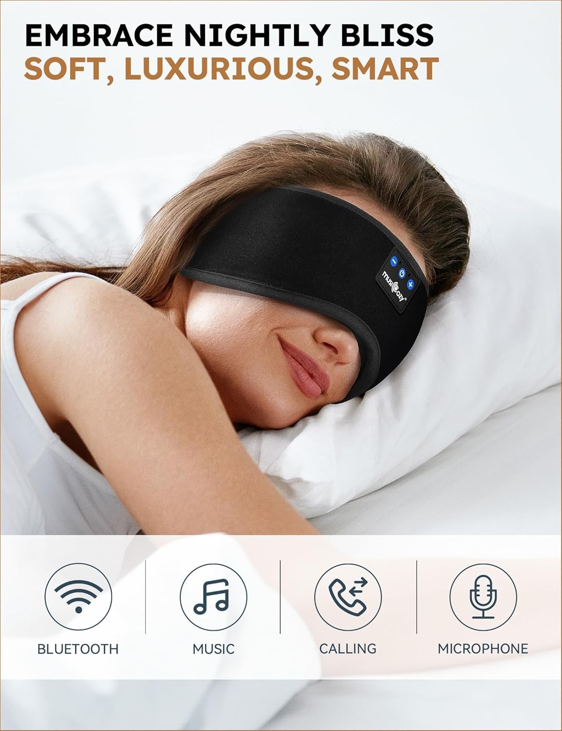 Bluetooth 5.4 Sleep Headphones with 3D Eye Mask, Music Earbuds Earphones