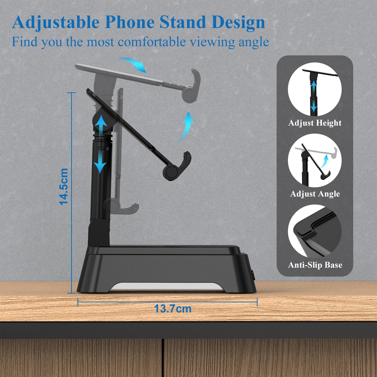 AUYLE Gifts for Men Women, Cell Phone Stand with Bluetooth Speaker and Black