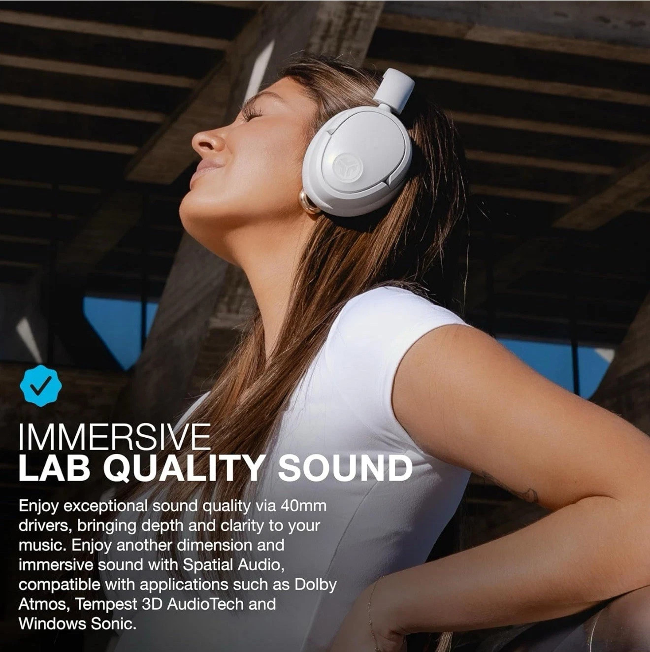JLab Lux Active Noise Cancelling Bluetooth Headphones Cloud White / 70 Hours