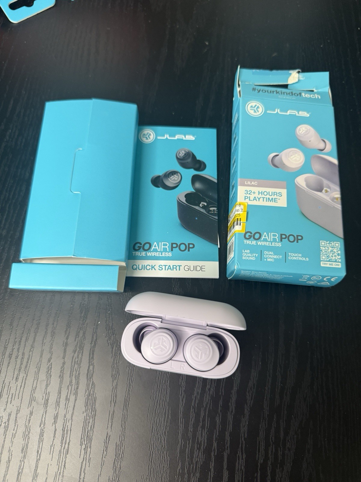 JLab Go Air Pop+ True Wireless BT Earbuds & Charging Case – Lilac – Grade A