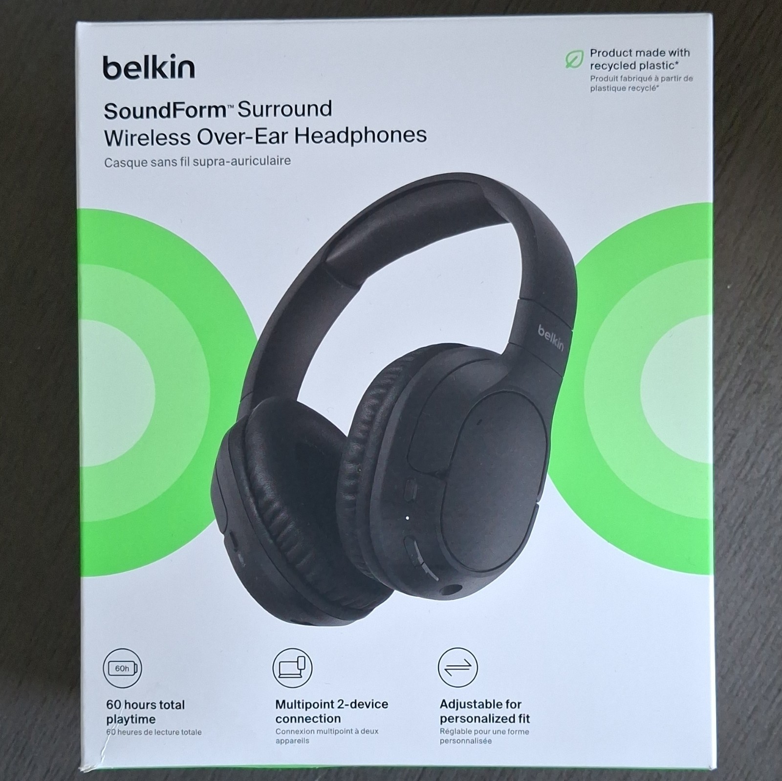 New In Box Wireless Headphones Soundform Surrund Over-ear Belkin In Black