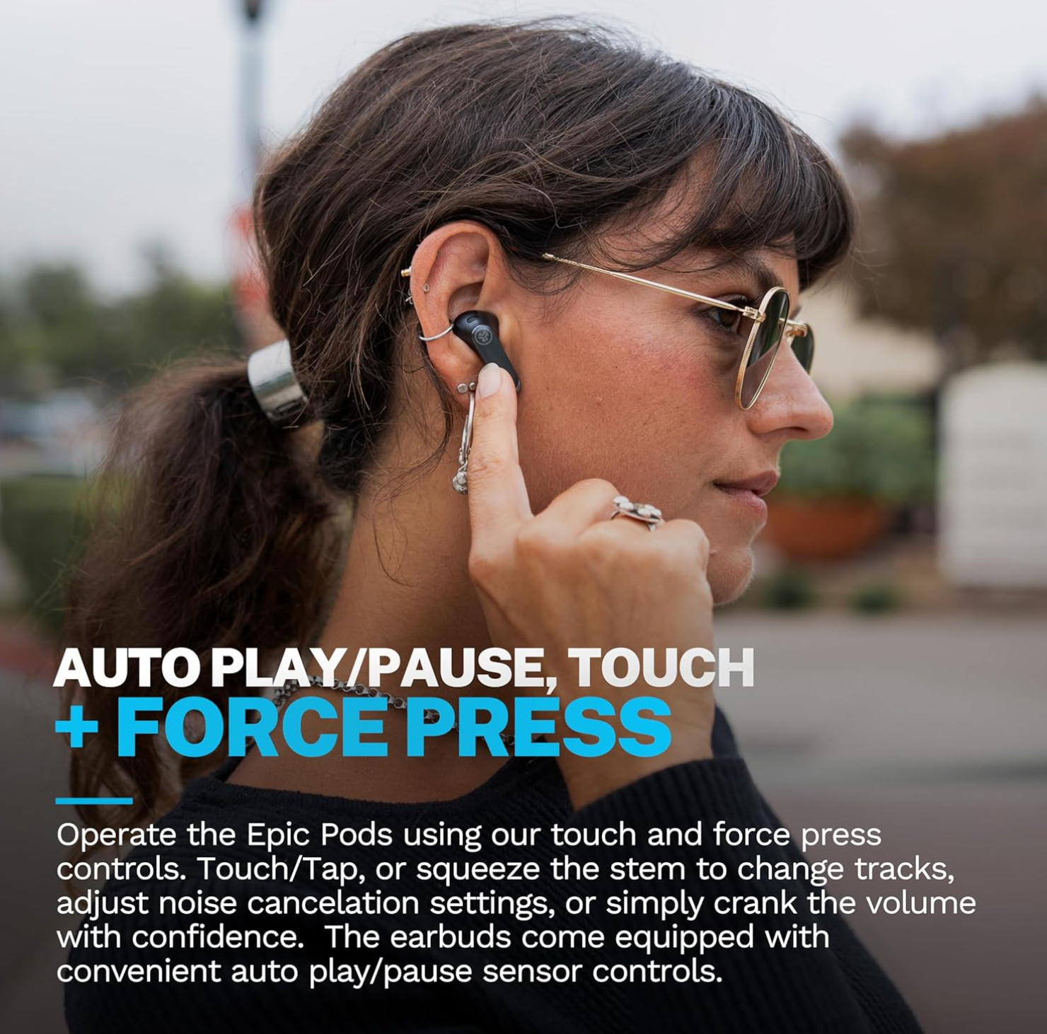 JLab Epic Pods ANC True Wireless Earbuds Active Noise Cancelling Bluetooth Black