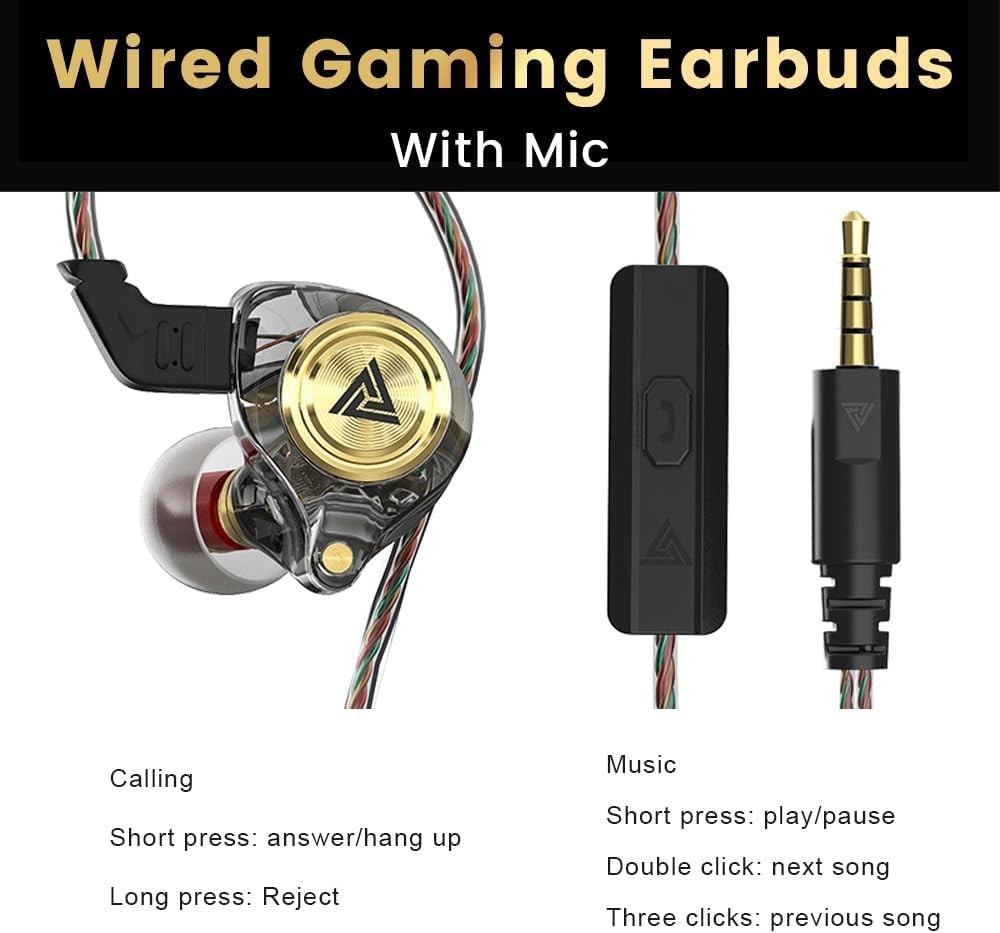 Wired Gaming Earbuds 4 Pack, Ak3file in Ear Monito