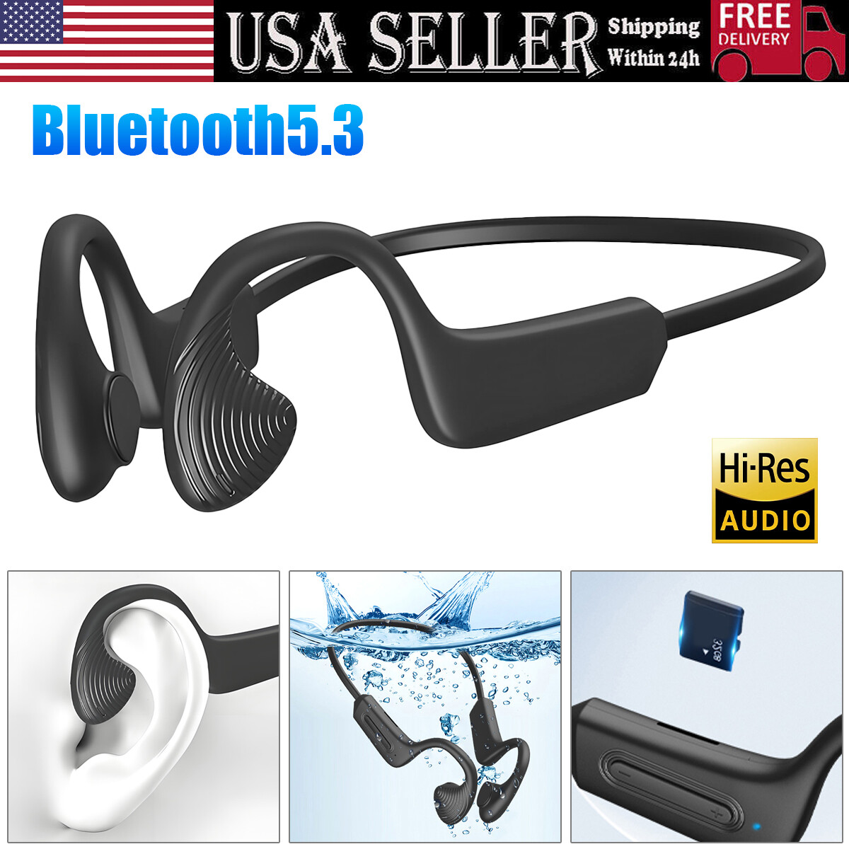 Sport Headset Wireless Bluetooth 5.3 Earbuds Ear Bone Conduction Headphones Hot!