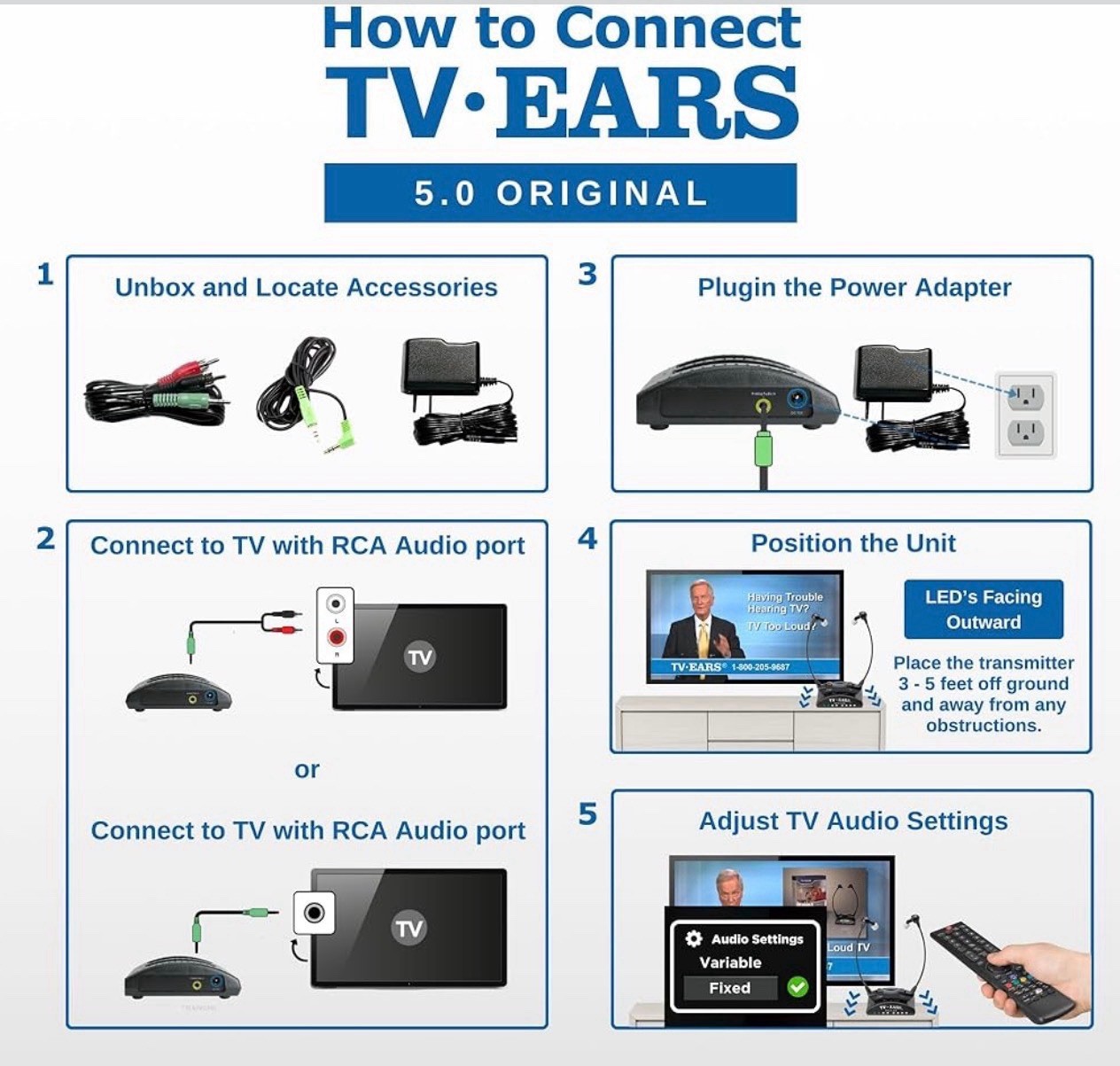 TV EARS Analog Wireless Headset System & Earbuds for Seniors/Hearing Issues