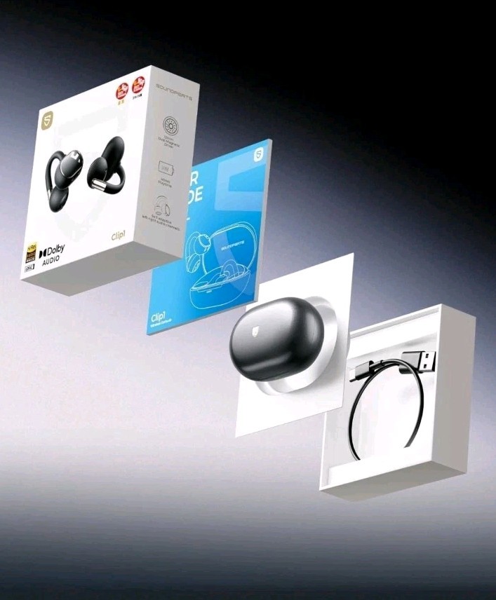 Soundpeats Clip1 Open Ear Wireless Earbuds with Dolby Audio, Hi-Res, Fast Charge