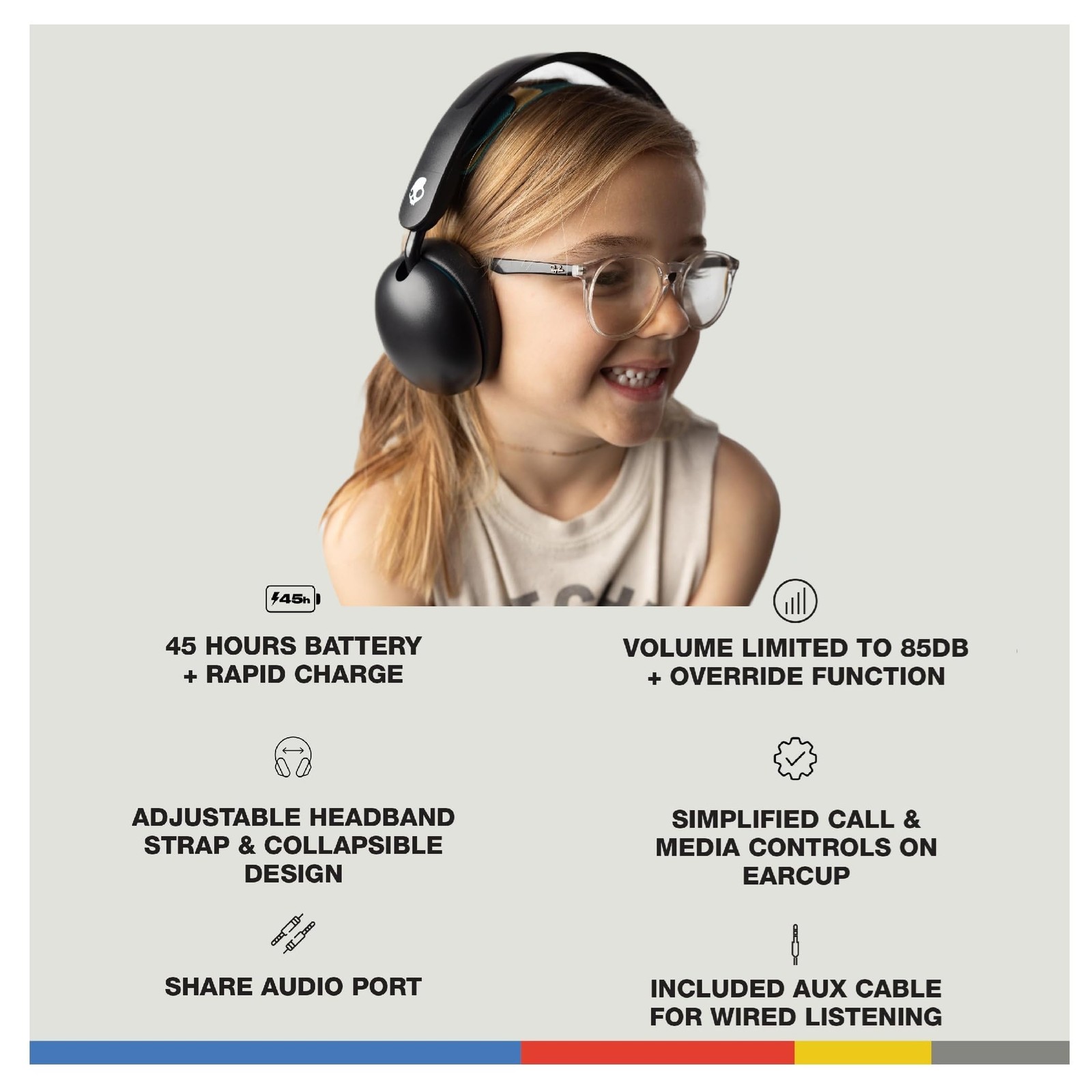 Skullcandy S6KBW-Q952 Grom XT Wireless Headphones in Black