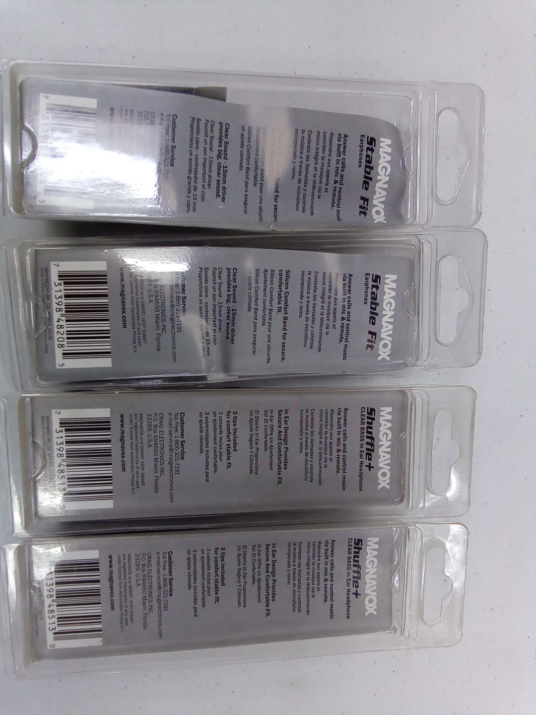Magnavox Shuffle In Ear Headphones Clear Bass Handsfree Black Lot Of 4