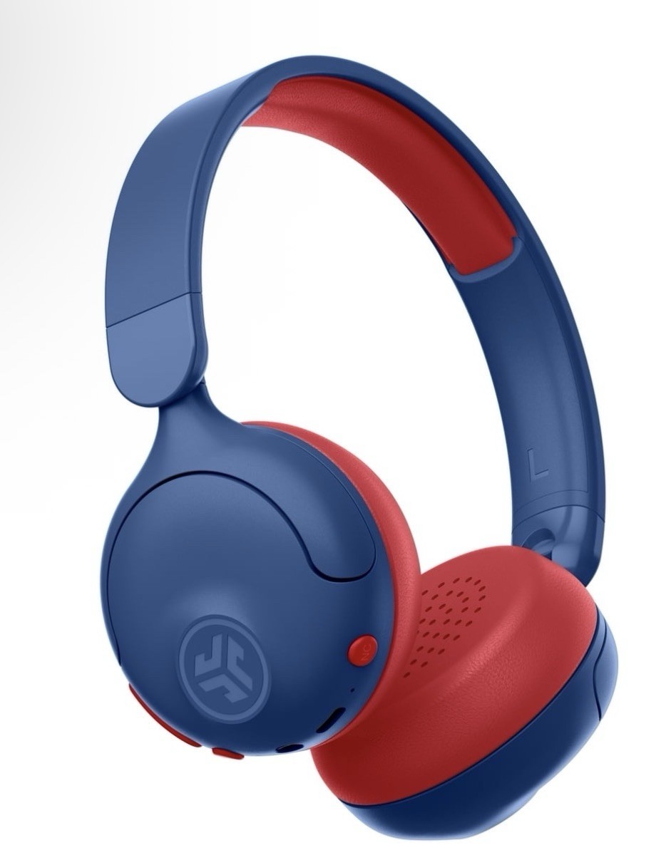 JLab JBuddies ANC 2 in 1 Kids Headphones Blue Red Wireless Noise Canceling Mic