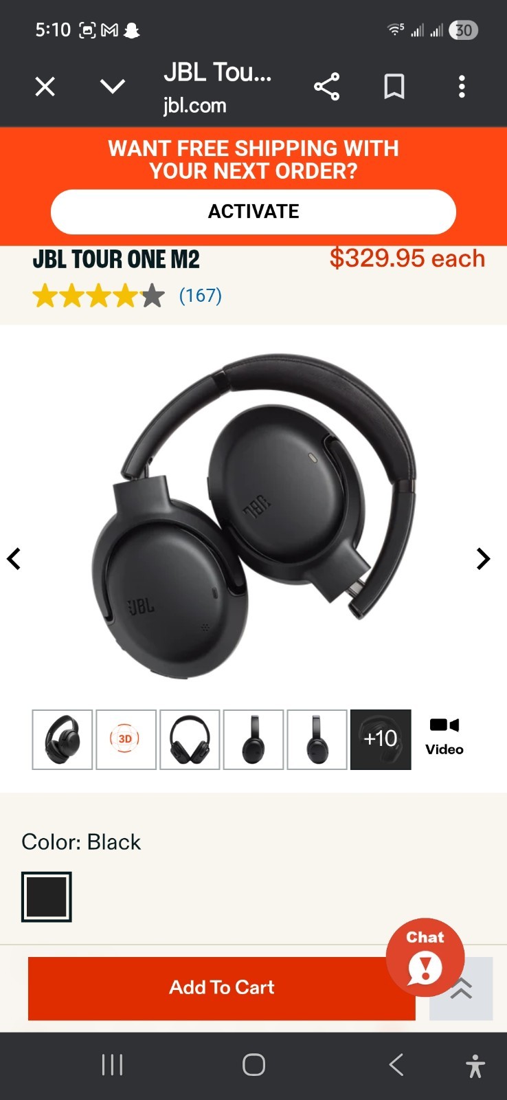 JBL Tour One M2 Wireless Over-Ear Headphones Black Adaptive Noise Cancelling