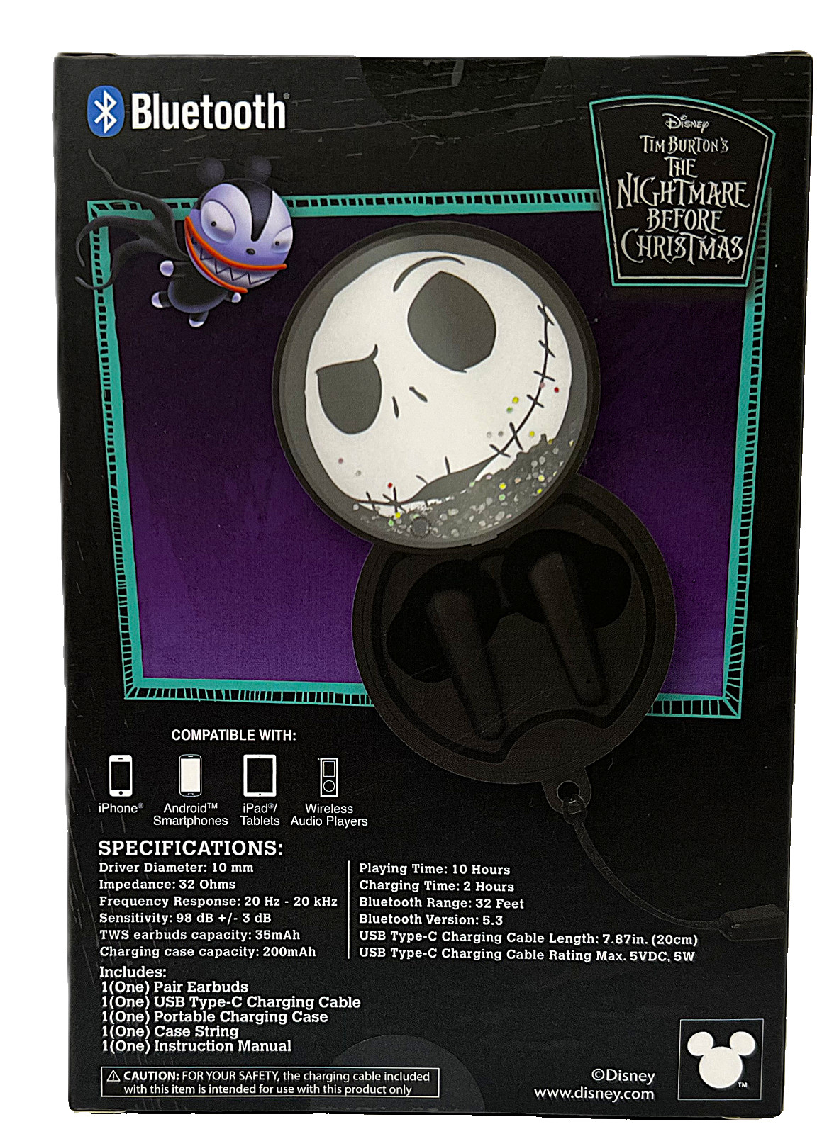 Nightmare Before Christmas Bluetooth True Wireless Earbuds Liquid Glitter Shake