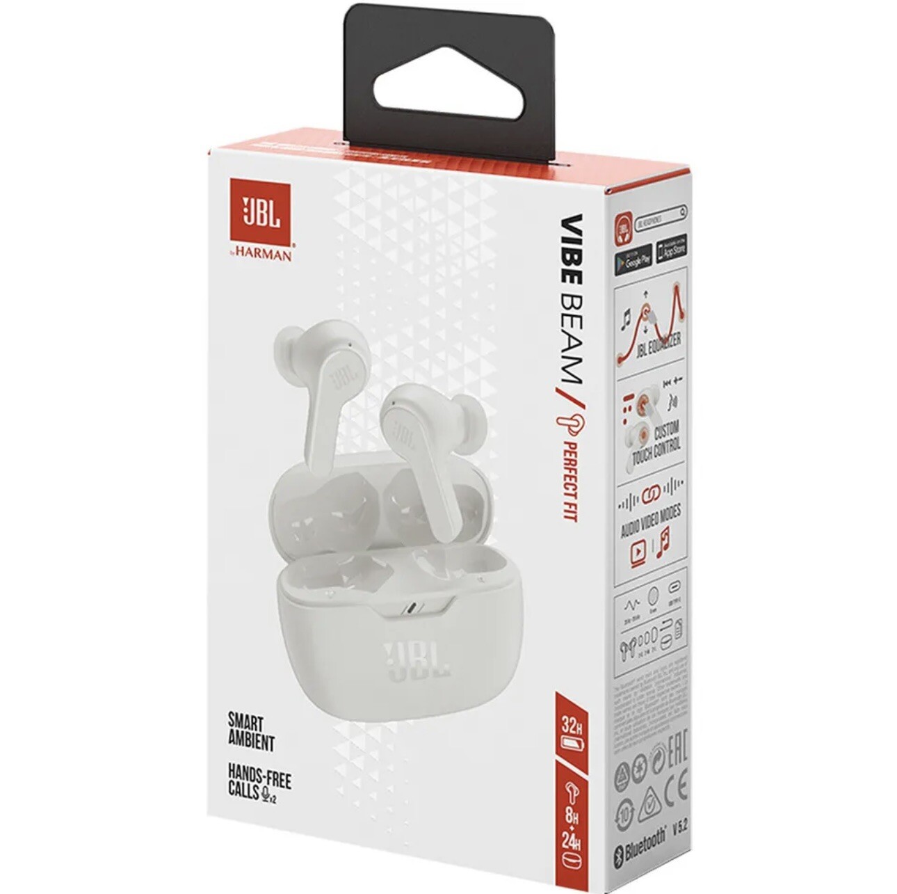 JBL Vibe Beam True Wireless Bluetooth Headphones – White