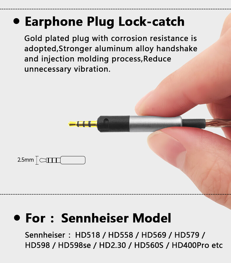 Occ HiFi Balanced Cable For Sennheiser HD518 558 569 578 579 599 598 560S 400Pro